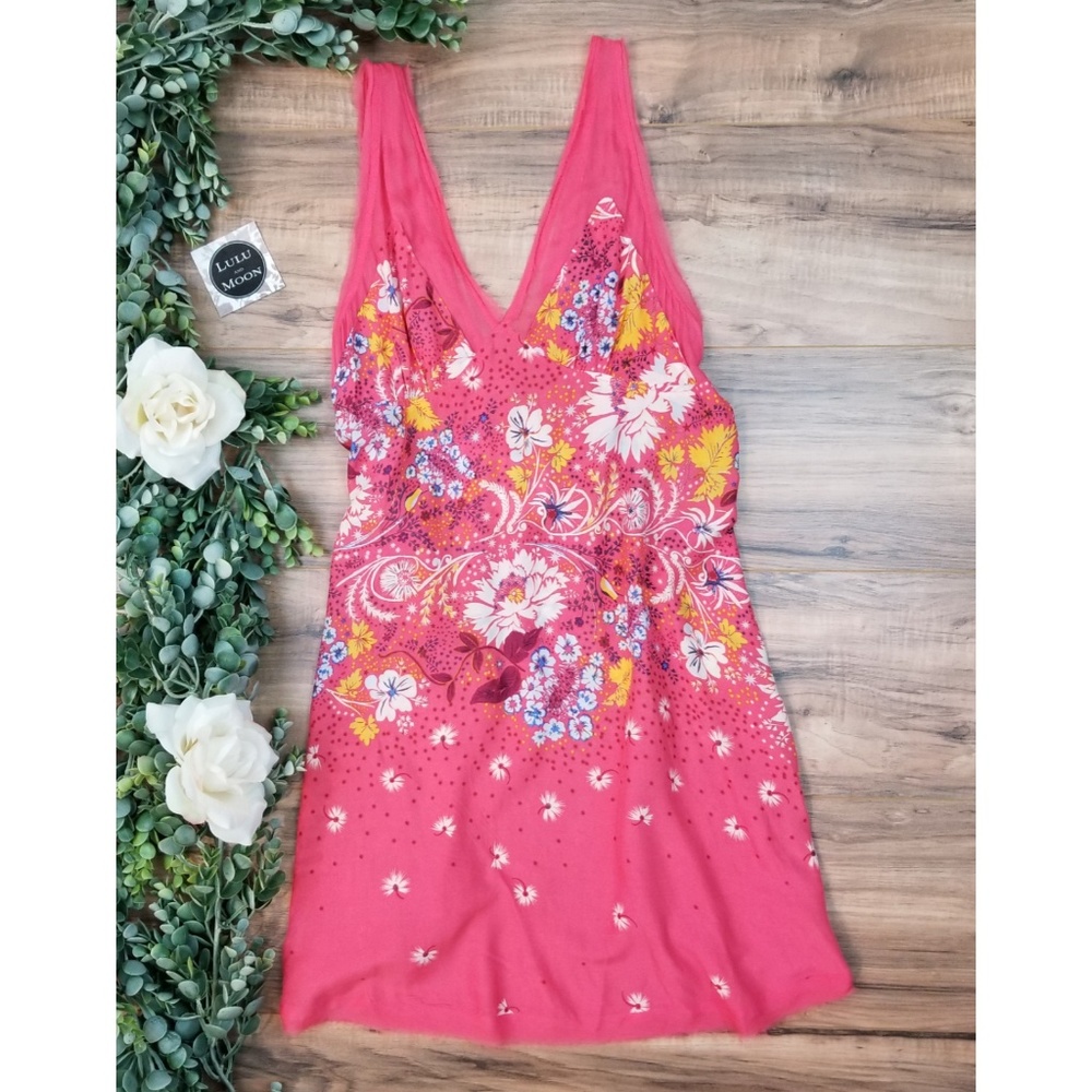 Free people pink floral sleeveless dress size XS